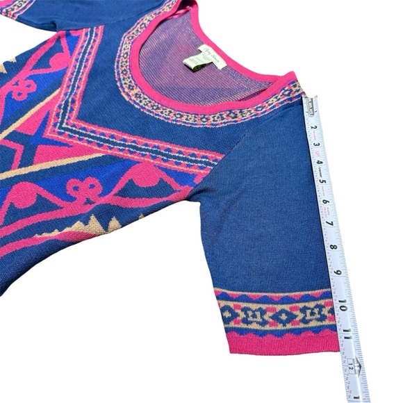 FLYING TOMATO Blue Pink Geometric Bohemian Bodycon A-line Pullover Dress Size M - Picture 12 of 16